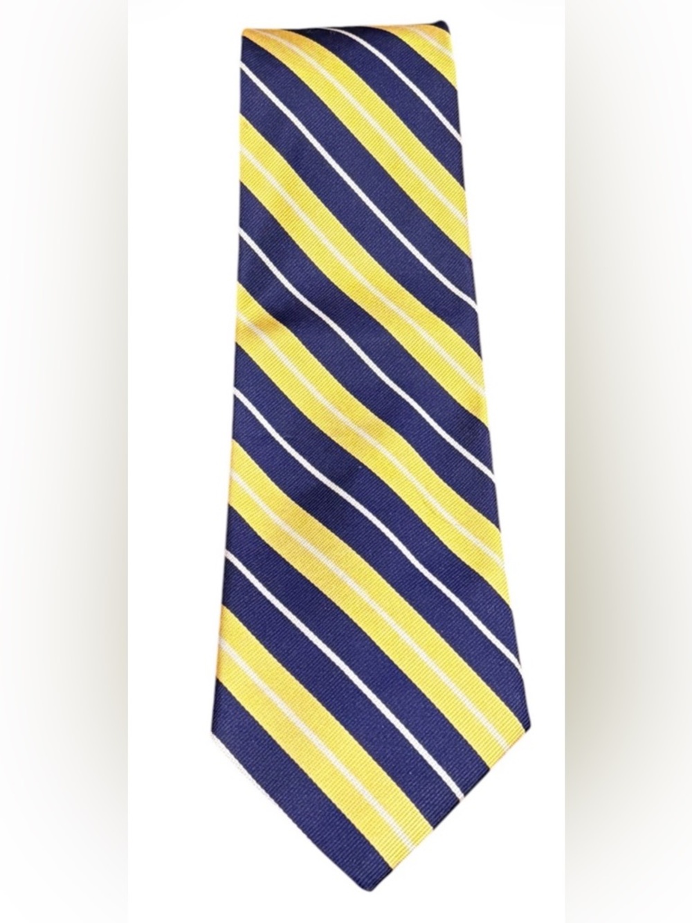 Vintage Brooks Brothers Makers Silk Necktie Navy Gold Repp Stripe USA